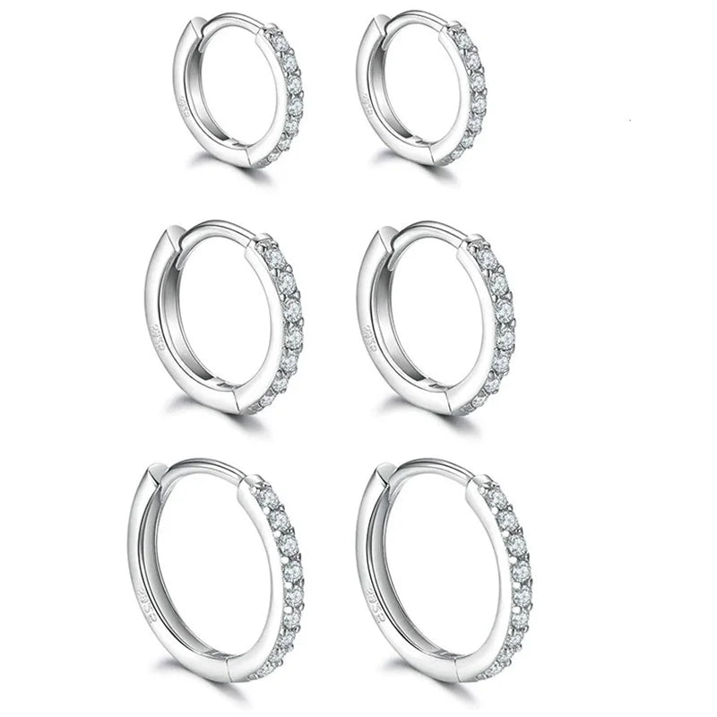 925 Sterling Silver Gold Plated Small Zirconia Huggie Hoop Earrings For Women Girls Gift Wedding Engagement Party Ear Buckle