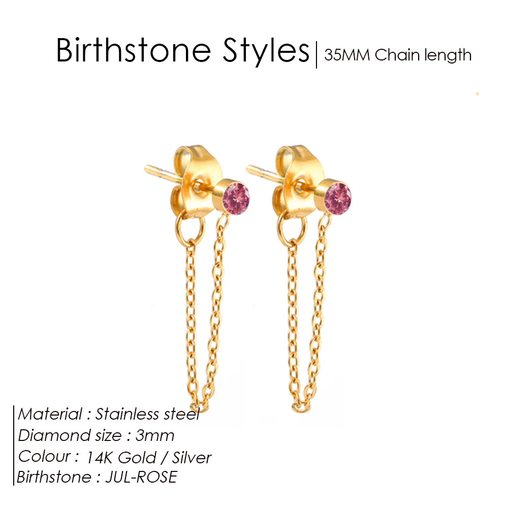 EManco Zircon Birthstone Pendant Earrings 12 Zodiac Signs Stainless Steel Jewelry Party Gifts