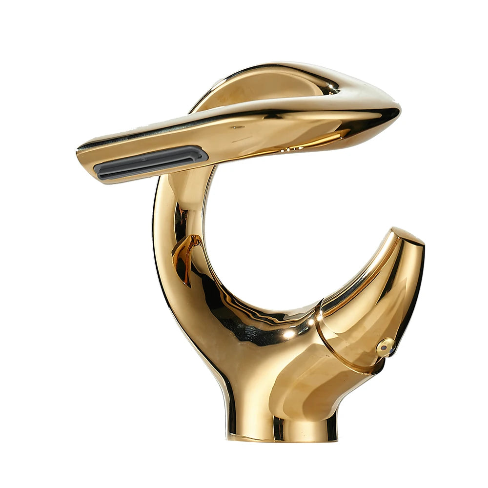 New Design Basin Faucet Brass Bathroom Basin Waterfall Hot and Cold Water Mixer Tap Single Handle Crane Chrome Black Mixer Tap