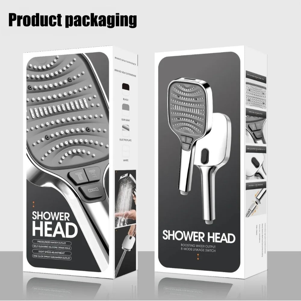 12cm Large Panel Shower Head with Filter Bathroom High Pressure Water Saving Rainfall Showerhead Square Multifunctional Nozzle