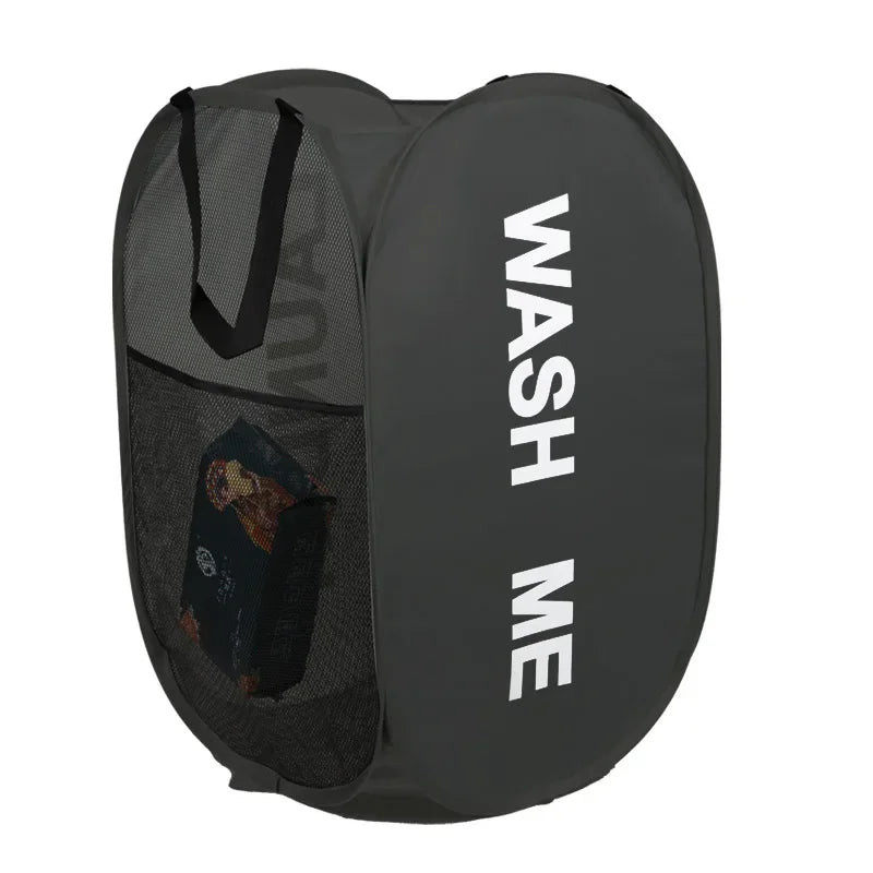 Collapsible Mesh Pop Up Laundry Basket Foldable Space-Saving Storage Basket Portable Dirty Clothes Organizer for Laundry Room
