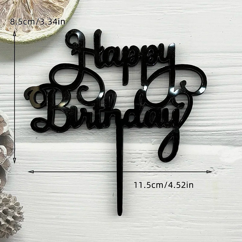 10Pcs Universal Acrylic Cake Topper Ornaments Fashionable Multicolor Decor for Men Women Birthday Baby Shower Party Supplies