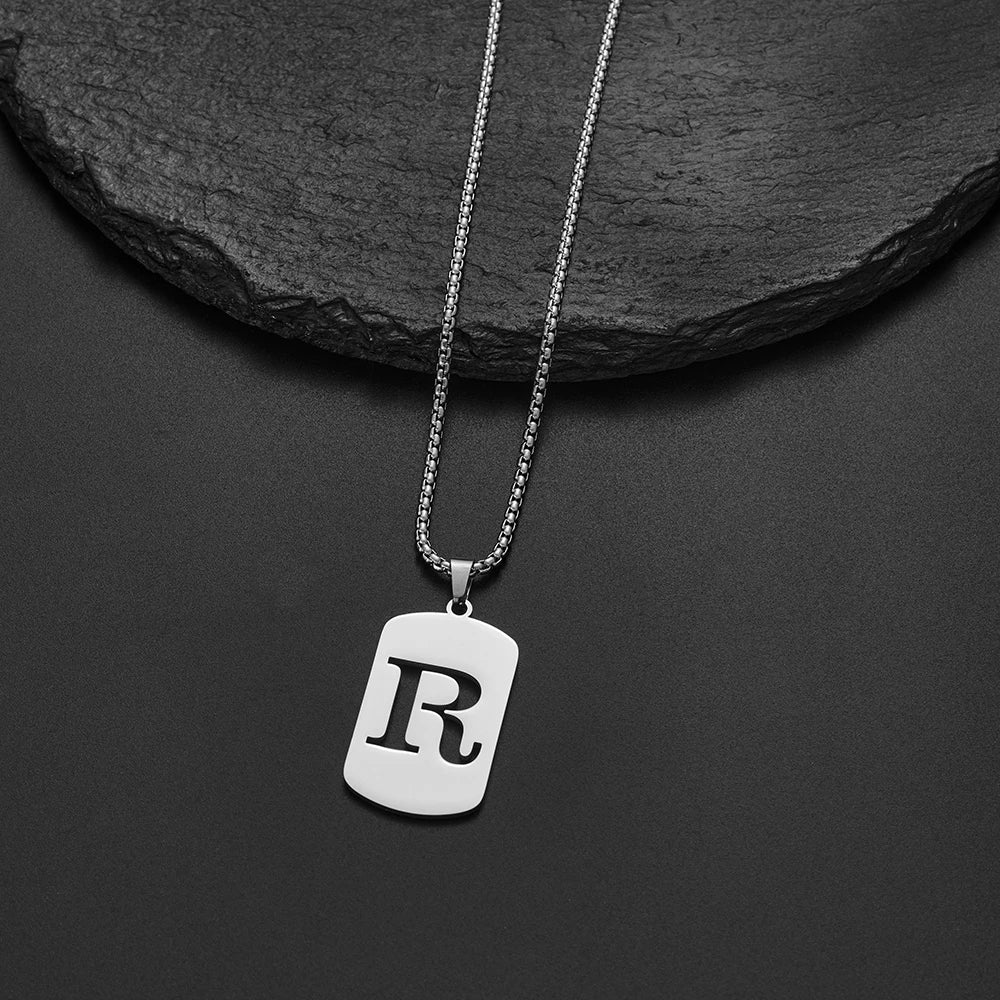 Delicate Initial Name Letters Charm Pendant Necklace For Men Alphabet A-Z Stainless Steel Jewelry Women 2024 Collar Hombre