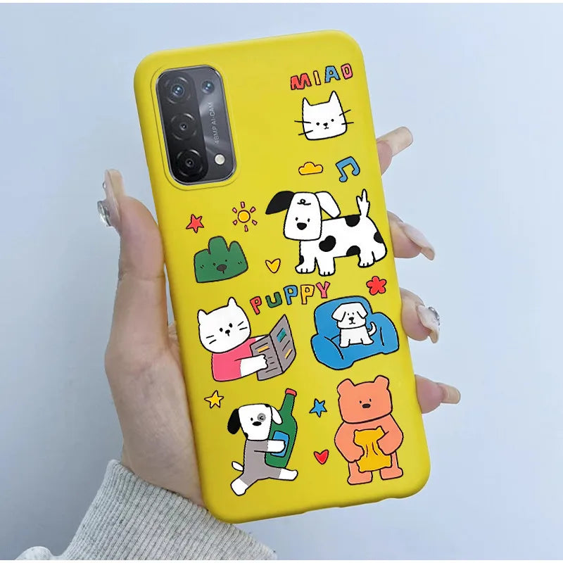 For Oppo A54 5G A74 5G A93 5G Case Soft TPU Silicone Cover Cute Astronaut Panda Phone Case CPH2195 CPH2197 CPH2263 Coque Funda