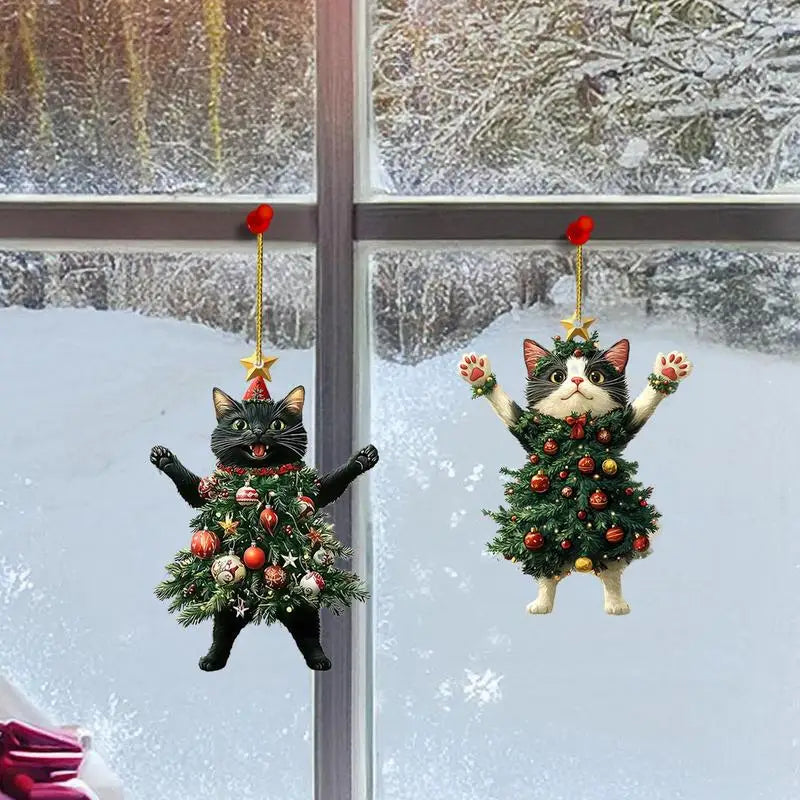 1PC Christmas Tree Pendants Cute Cat Hanging Ornaments for Car Backpack Xmas Tree Decorations Party Supplies New Year Gifts
