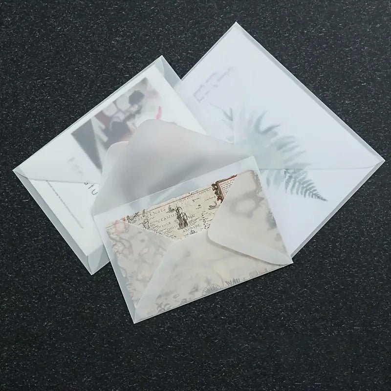 50pcs of Blank Semi-Transparent Self-Sealing Envelopes,Suitable for Invitations,Postcards,And Business Letters -Elegant European