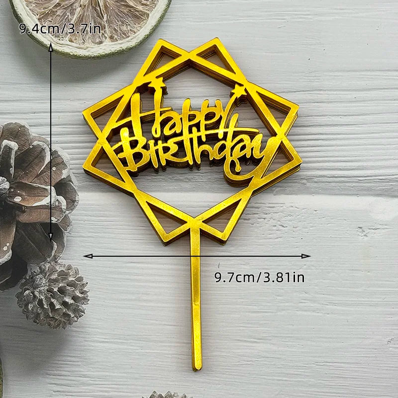 10Pcs Universal Acrylic Cake Topper Ornaments Fashionable Multicolor Decor for Men Women Birthday Baby Shower Party Supplies