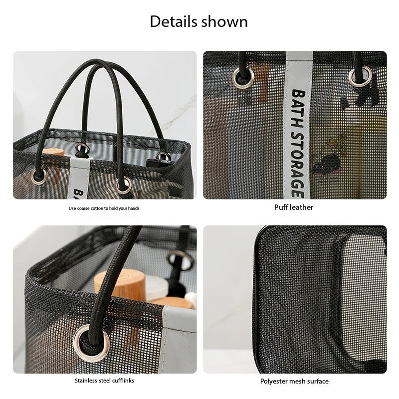 Collapsible Mesh Drain Basket 2in1 Travel Toiletry Swimming Organizer Large Portable Carry Handle Eco Friendly Storage