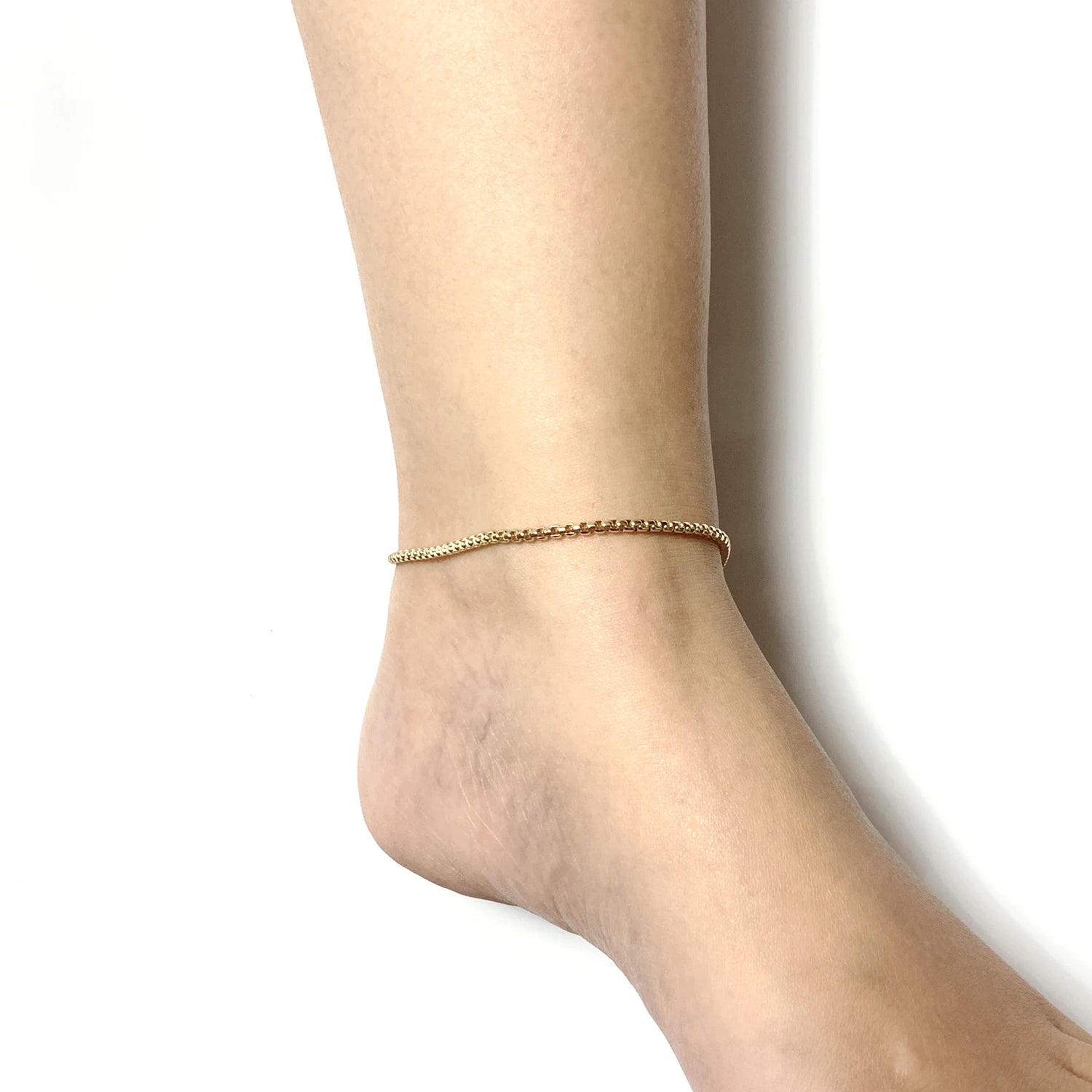 Ankel Bracelets 18K Gold Solid Stainless Steel Anklets For Women Barefoot Sandals ROLO Chain 9/10/11 Inches Waterproof Jewelry