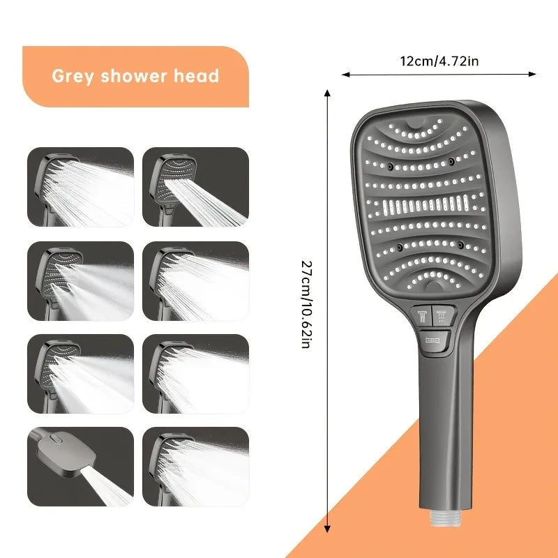 12cm Large Panel Shower Head with Filter Bathroom High Pressure Water Saving Rainfall Showerhead Square Multifunctional Nozzle