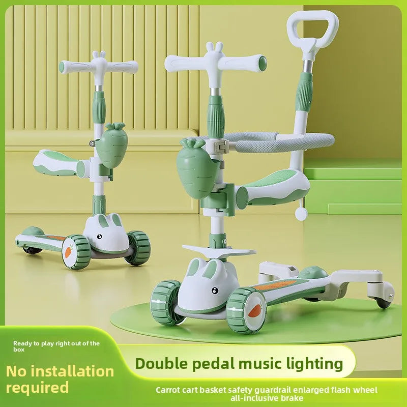 New children's scooter:5-in-1 glide scooter for boys and girls three-wheeled toy scooter ideal for developing children's balance