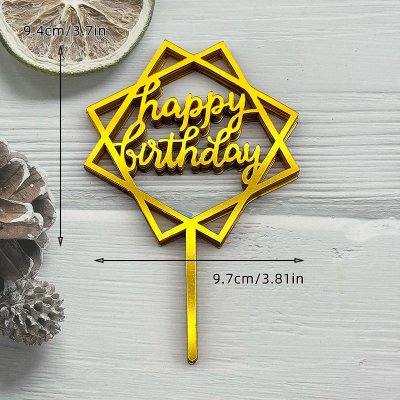 10Pcs Universal Acrylic Cake Topper Ornaments Fashionable Multicolor Decor for Men Women Birthday Baby Shower Party Supplies