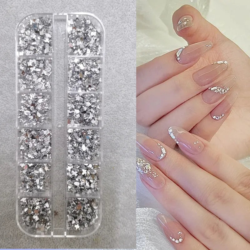 Nail Art Rhinestones Kit 2400pcs Nail Gems Ab Flatback Rhinestones Gems Stones with Storage Organizer for Design Bright Holiday