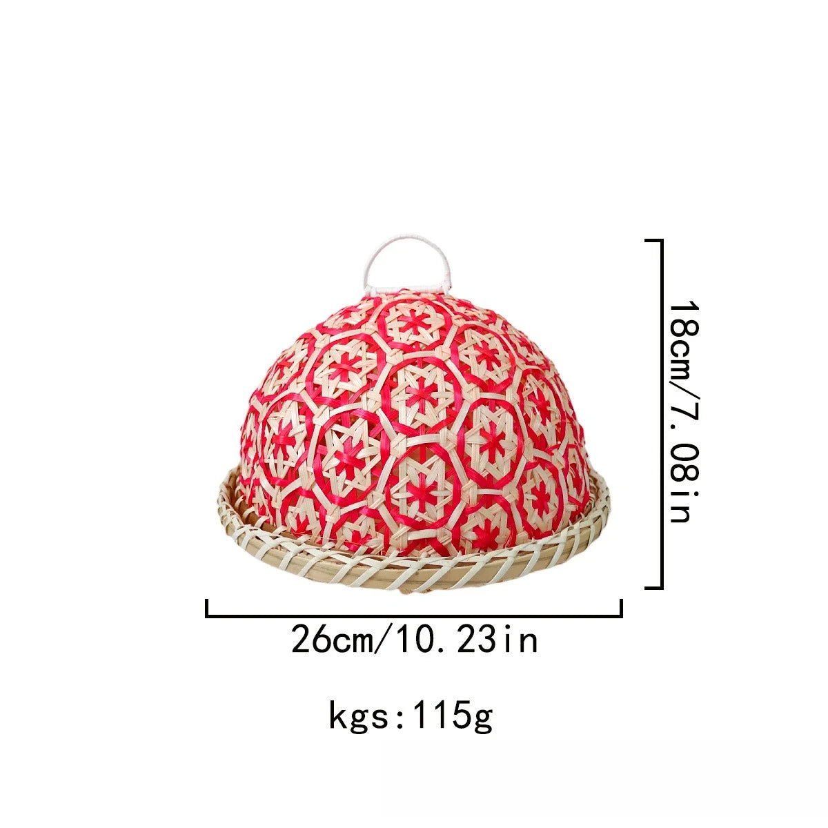 Handmade Rattan Style Round Fruit Basket with Lid Insect Proof Table Cover Multi Functional Storage for Bread Fruit Leftovers