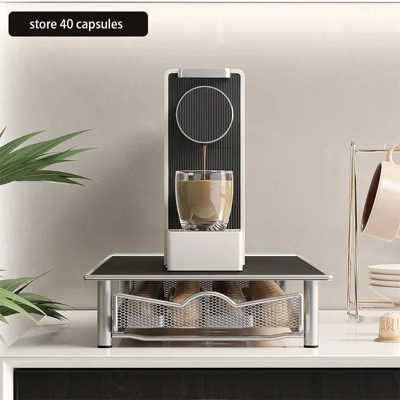 Practical Coffee Capsules Drawer Coffee Pod Holder 40pcs Capsules Organizer Storage Drawer Shelves Home Coffeeware Accessories