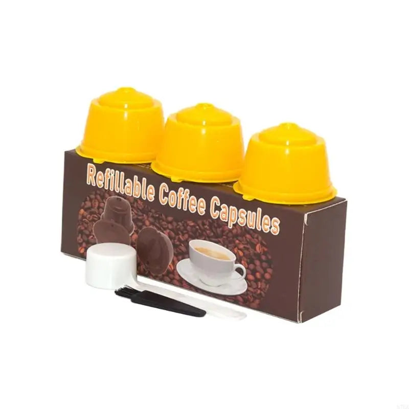 Coffee Pods Filters Set of 3 Reusable Including Cleaning Brush and Spoon Optional Color for Coffee Enthusiasts Present 87HA