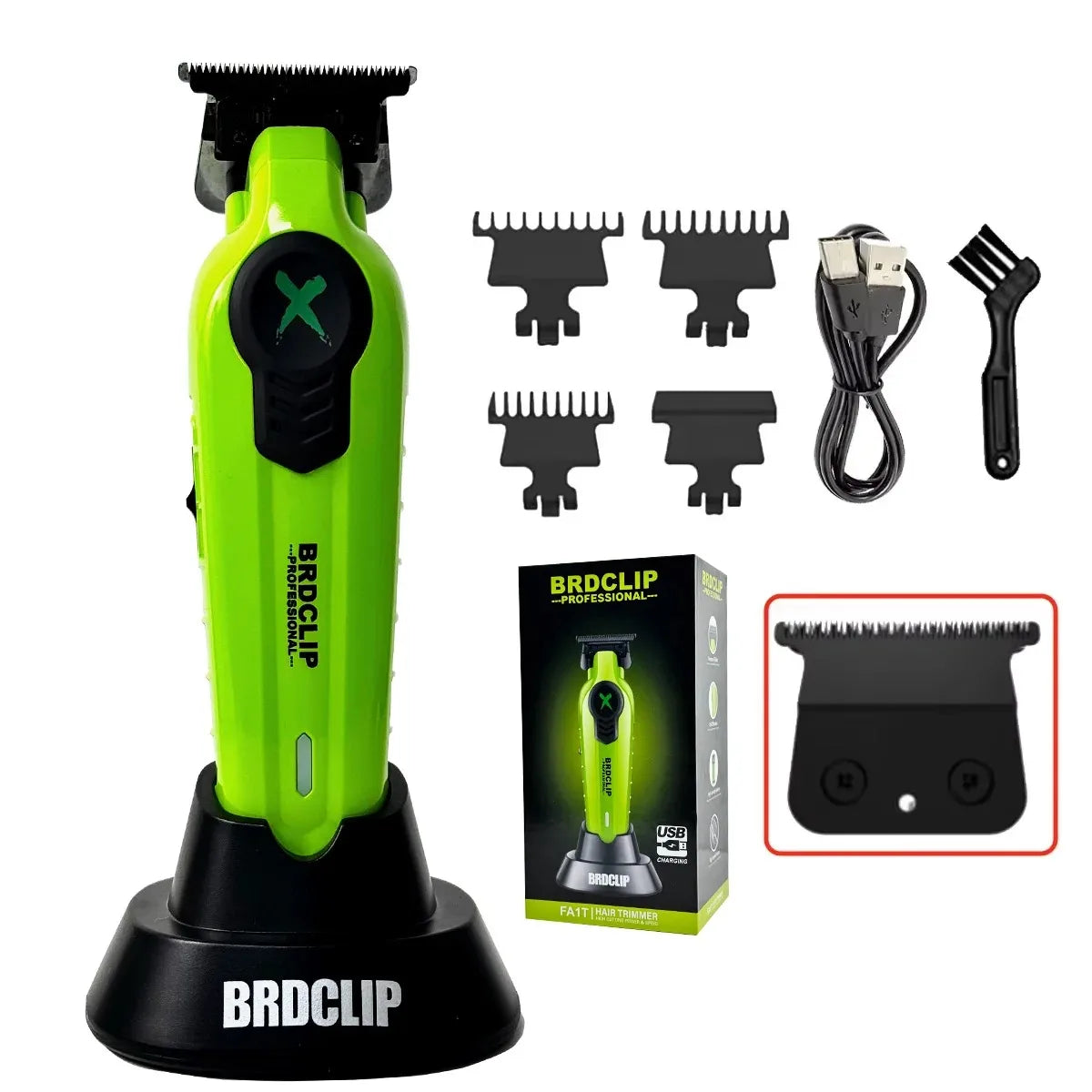 BRDCLIP FA1T Professional Hair Trimmer – Gradient Fade Clipper with Charger Stand