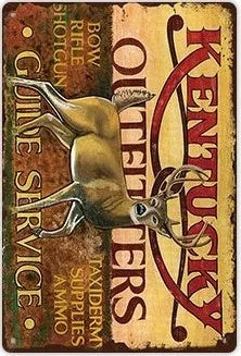 Hunting Sign Vintage Metal Sign Wooden House Wall Decor for Hunter Man Cave Gift Pistola  Metal Decorative 8 * 12 Inch