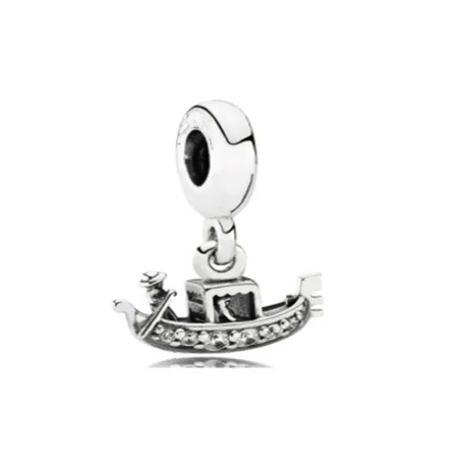 Hot Sale 925 Silver Plane Passport Donut Speedboat Motorbike TV Charm Bead Diy Fit Original Pandent Charms Bracelet Jewelry