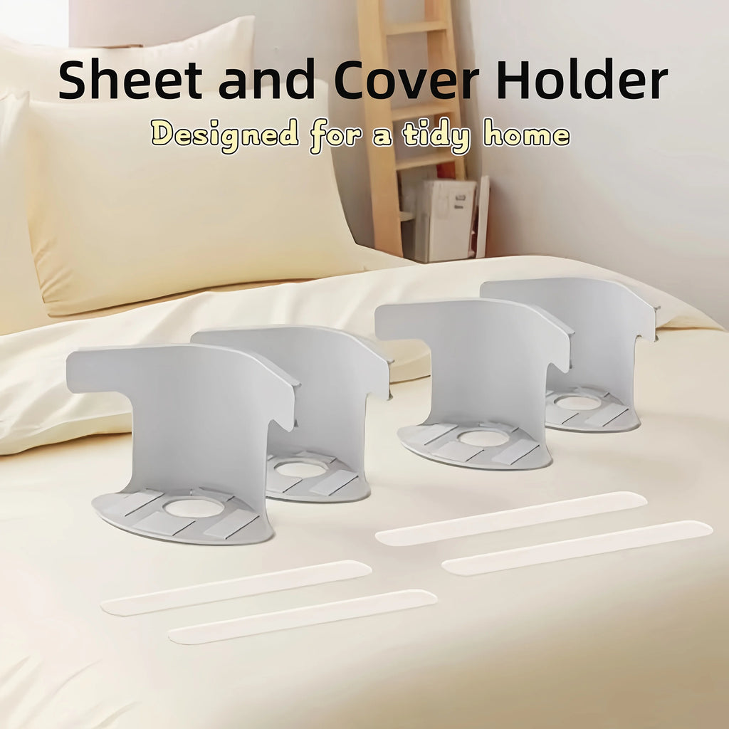Set of 4 Bed Sheet Holders - Multifunctional Fixing Brackets, Safe And Needle-Free to Prevent Sheet Displacement, a Bed Sheet Fi