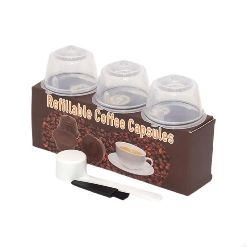 Coffee Pods Filters Set of 3 Reusable Including Cleaning Brush and Spoon Optional Color for Coffee Enthusiasts Present 87HA