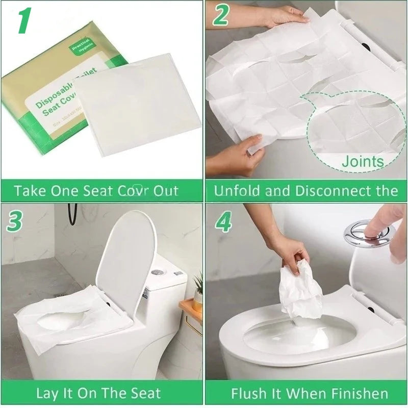 10-100PCS Large Universal Version Disposable Toilet Seat Cover Portable Essential Waterproof Toilet Seat Cushion for Travel
