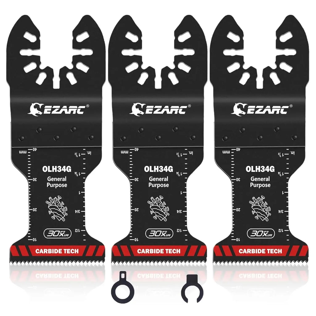 EZARC General Purpose Multitool Blades 3PC Carbide Oscillating Saw Blades Quick Release for Metal Nails Wood Plaster Drywall PVC
