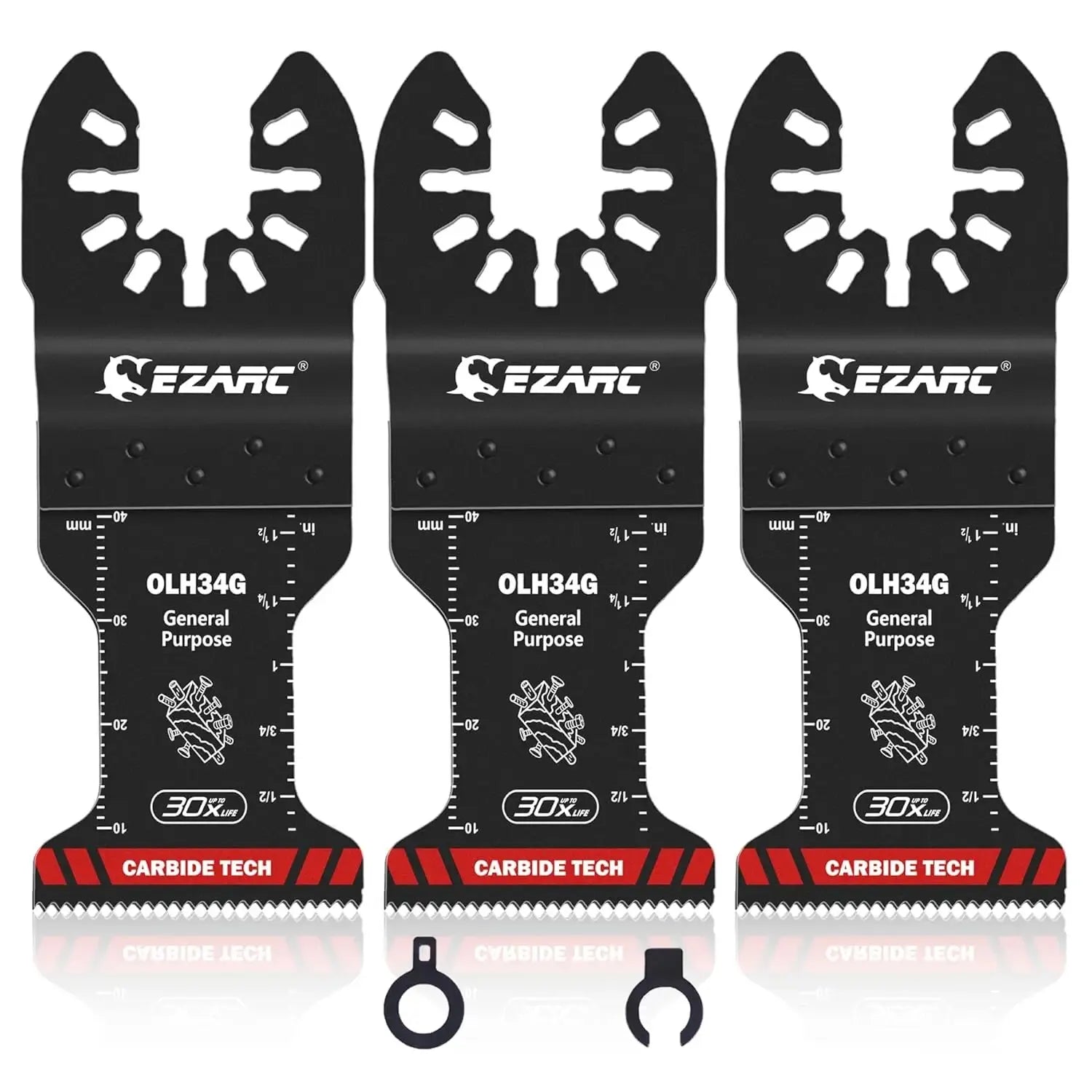 EZARC General Purpose Multitool Blades 3PC Carbide Oscillating Saw Blades Quick Release for Metal Nails Wood Plaster Drywall PVC