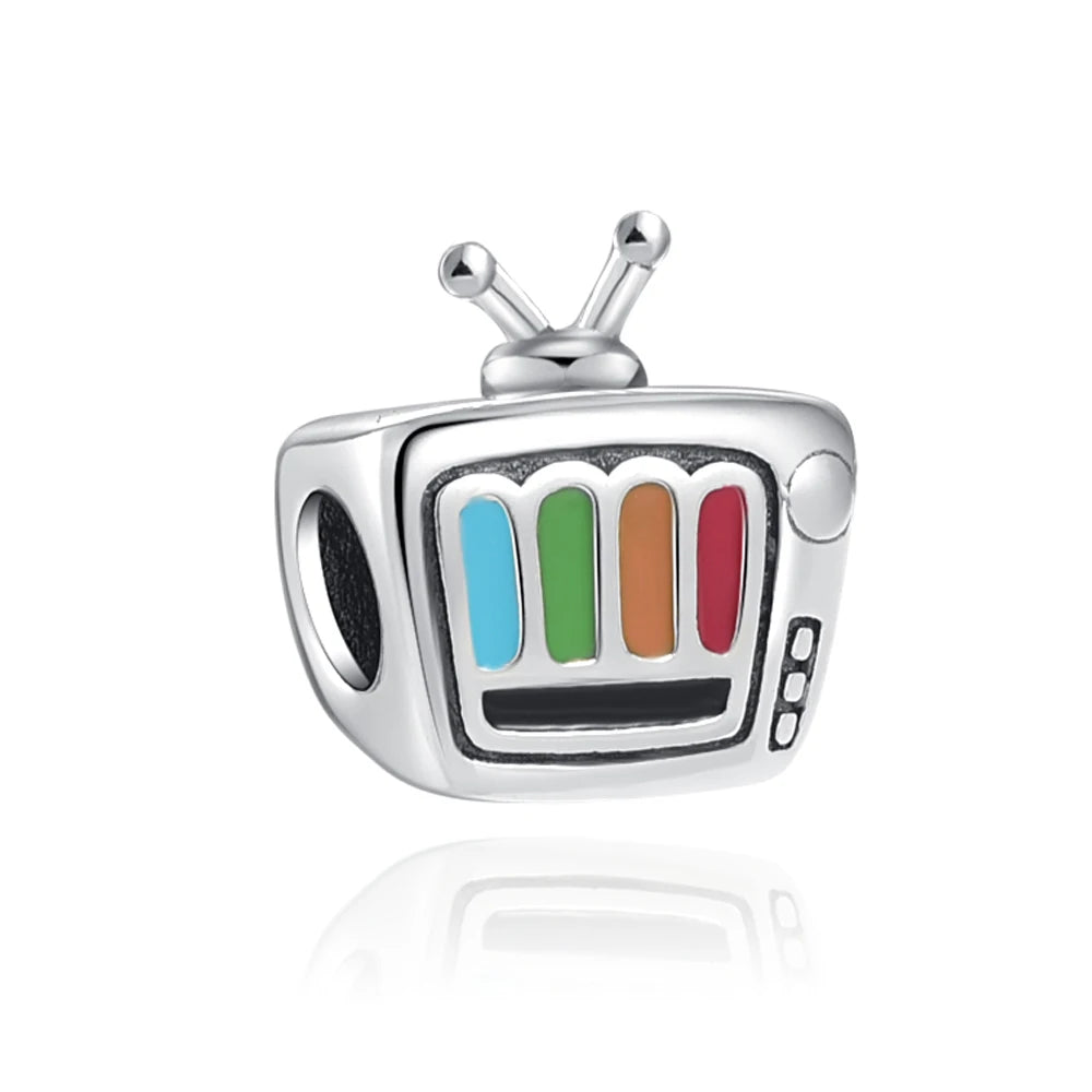 Hot Sale 925 Silver Plane Passport Donut Speedboat Motorbike TV Charm Bead Diy Fit Original Pandent Charms Bracelet Jewelry
