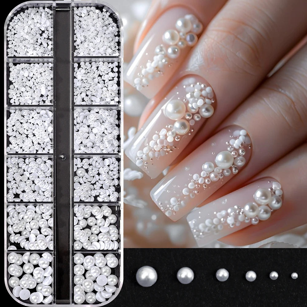 Nail Art Rhinestones Kit 2400pcs Nail Gems Ab Flatback Rhinestones Gems Stones with Storage Organizer for Design Bright Holiday