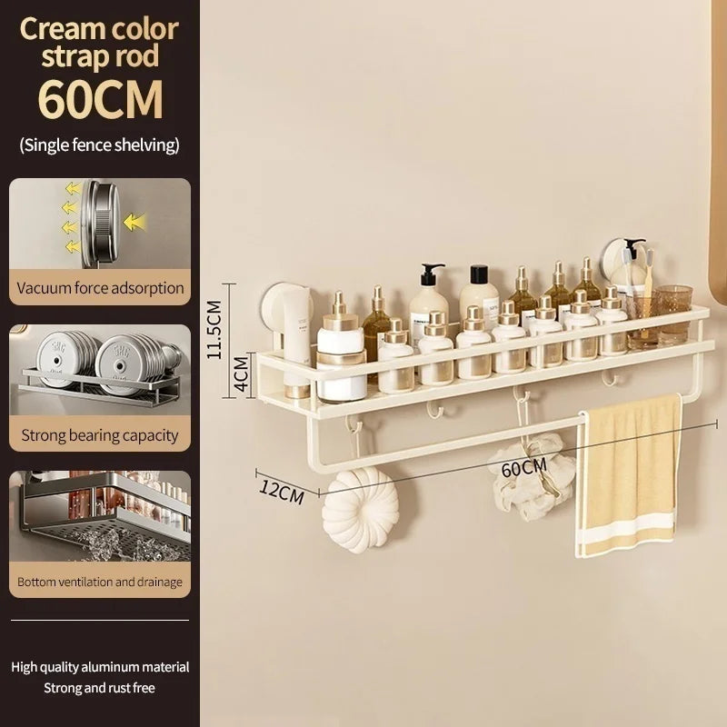 No-Drill Suction Cup storage rack Perforation-free bathroom washstand mounted wall white storage rack Kitchen storage