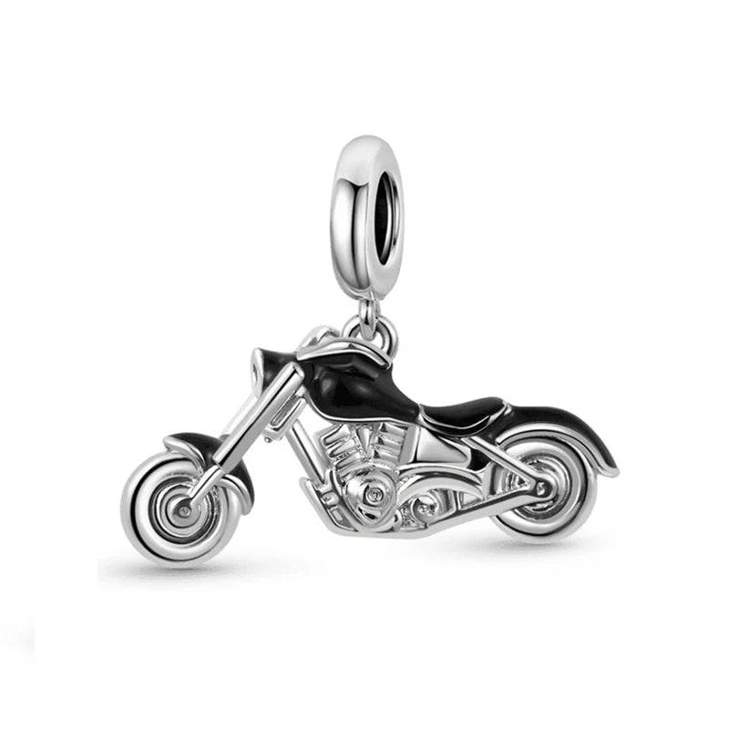 Hot Sale 925 Silver Plane Passport Donut Speedboat Motorbike TV Charm Bead Diy Fit Original Pandent Charms Bracelet Jewelry