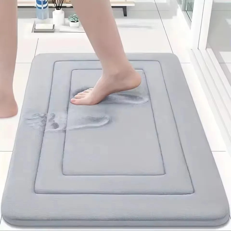 New Bathroom Anti Slip Floor Mat Soft Bathroom Mat Super Absorbent Quick Dry Bath Mat Thickened Flannel Fabric Non-Slip Door Mat