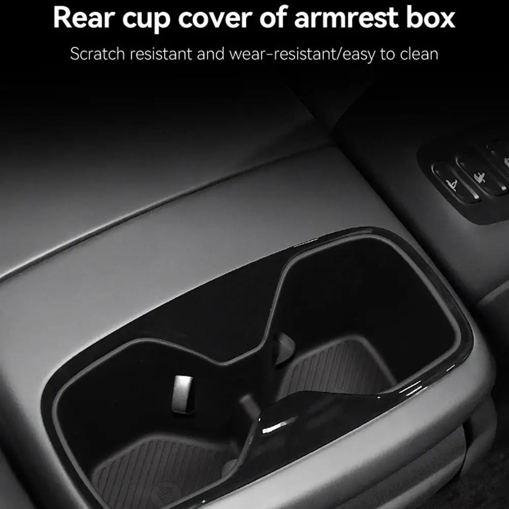 TPE Armrest Storage Box Organizer for Kia EV9 2024-2025 Rear Cup Holder Tray Black Car Interior Accessories
