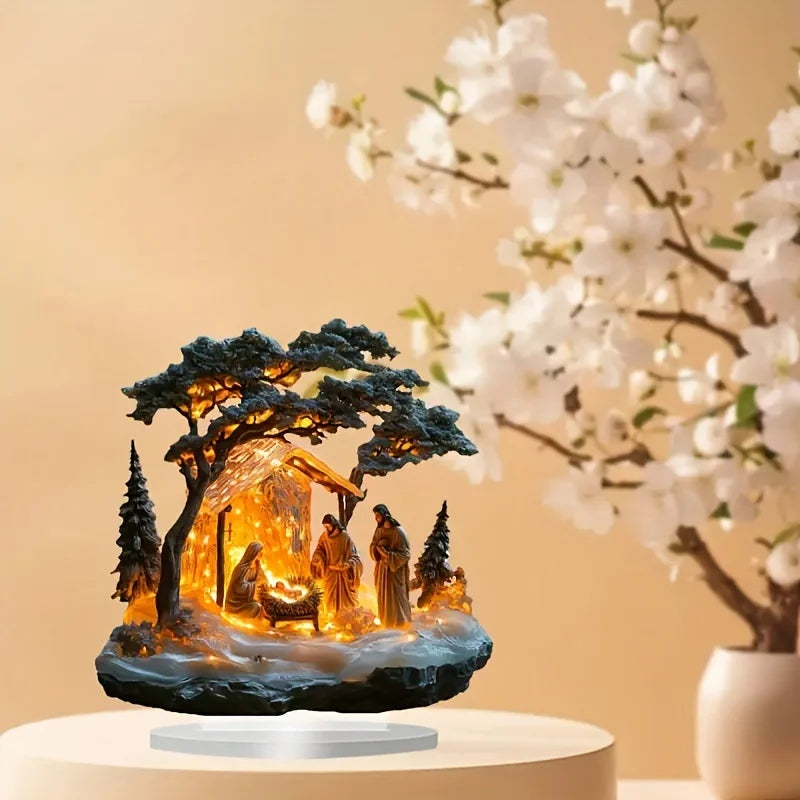 1PCS Jesus Scene Related Characters Home Decoration Crafts Newborn Desktop Decoration Statues Ideal Festival Decora Statues