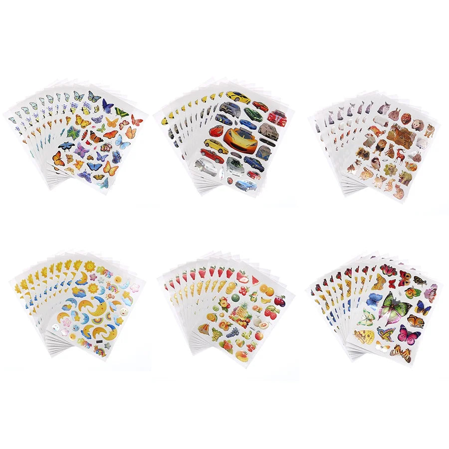 10 Sheets/Pack Moon Fruit Butterfly Animal Car Series Reward Stickers for Primary School Students Praise Stickers