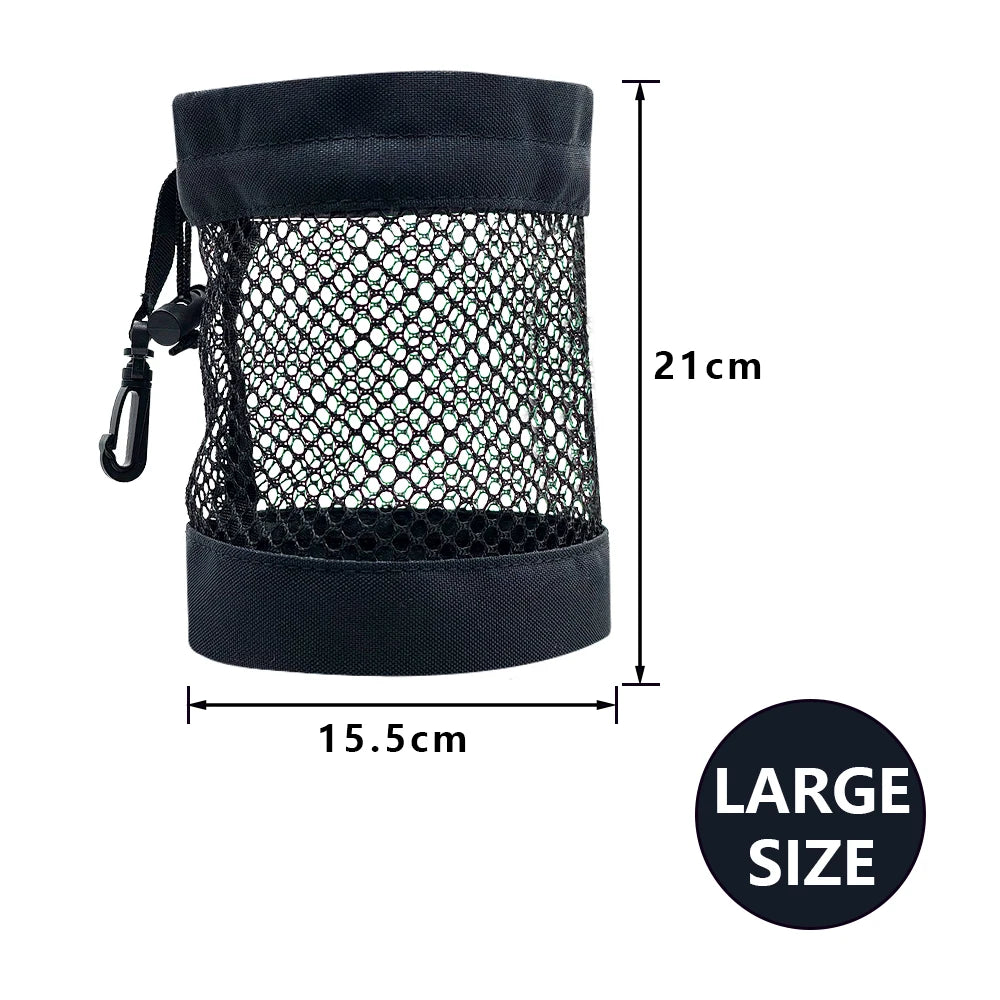 Polyester Golf Ball Storage Bag with Drawstring Closure - Mesh Pocket Design for Easy Organization, Available Gray/Blue/Black