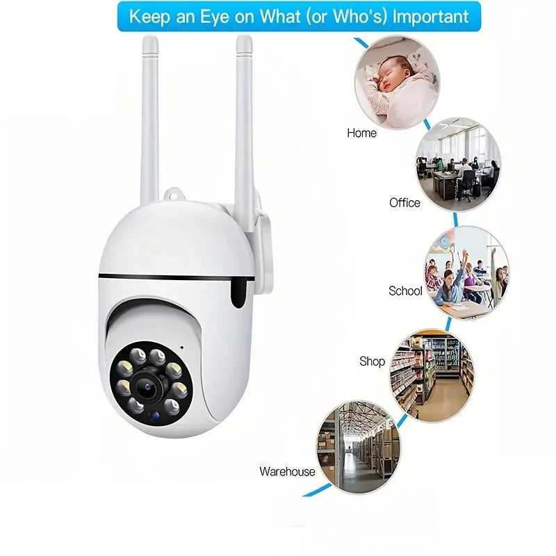 Security Camera 1080P HD Camera 355° Surveillance Camera Night Vision Motion Detection Siren WiFi Remote Two-Way Audio Waterproo