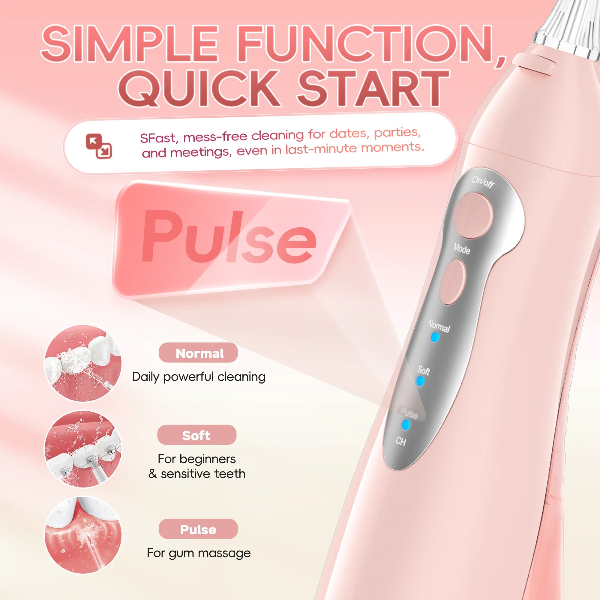 Water Flosser - 300ml Rechargeable 6 Nozzles