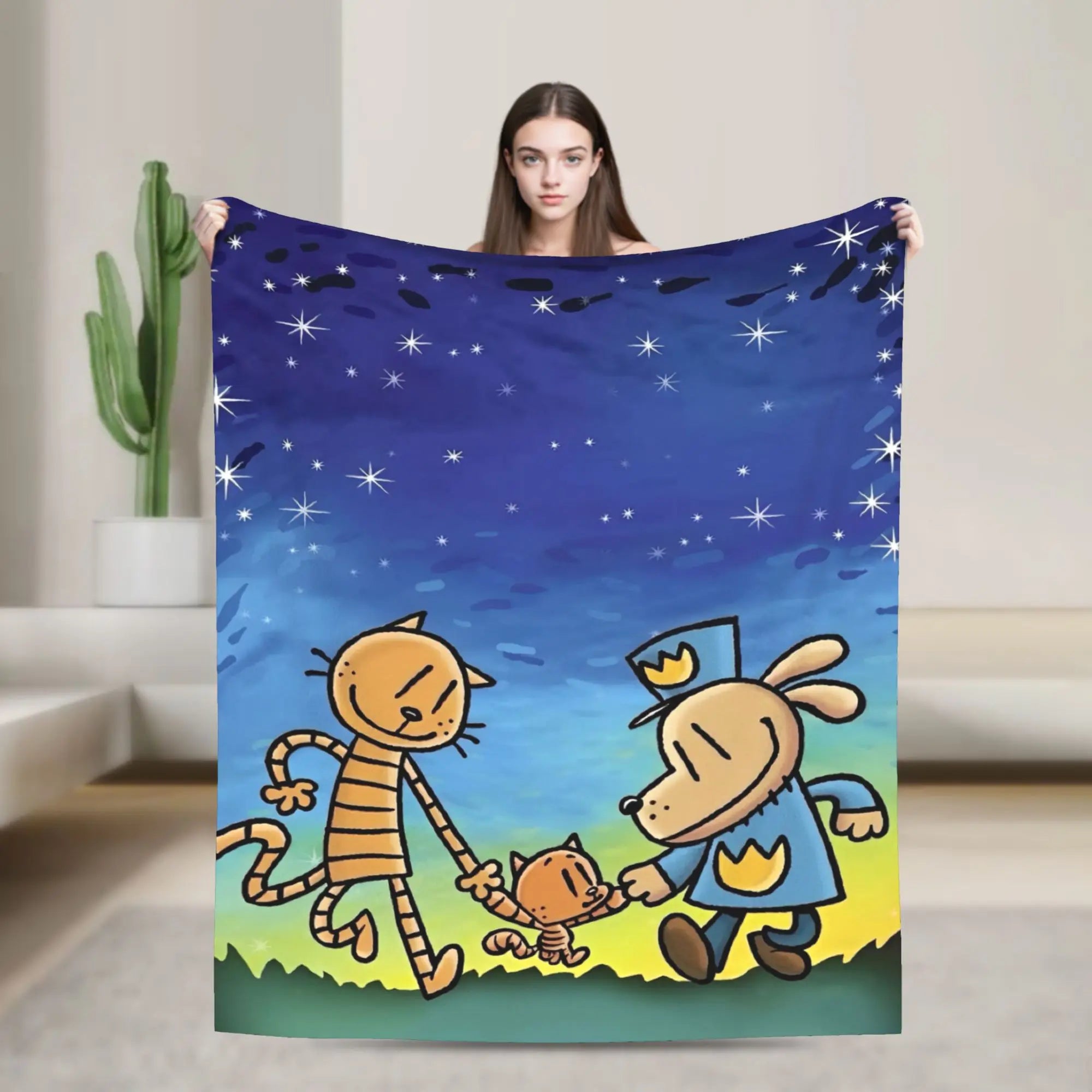 Dog Man Dogman Movie Comic Blanket Cartoon Flannel Vintage Warm Throw Blanket for Coverlet Spring/Autumn