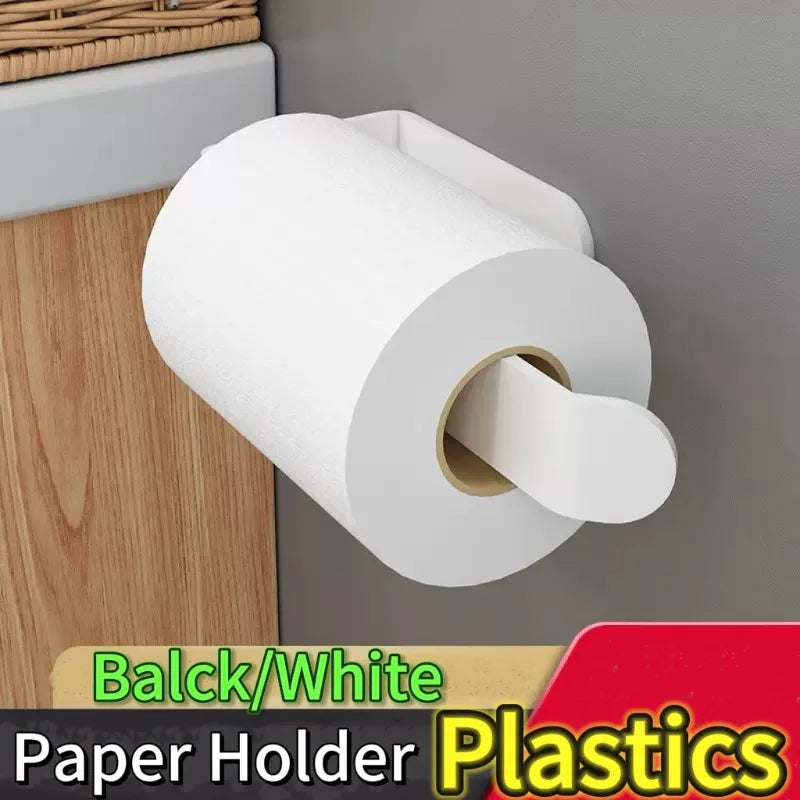 Plastics Paper Towel Holder Self Adhesive Toilet Roll Paper Holder No Punching Kitchen Bathroom Lengthen Storage Rack