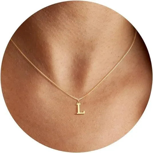A-Z Initial Necklace 18K Gold Plated Necklace Cute Letter Stainless Steel Necklace for Women