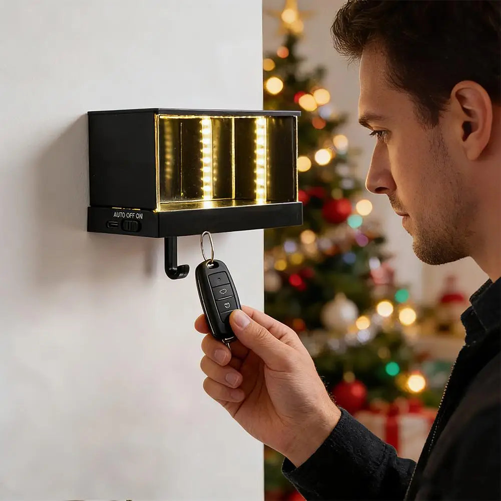 Garage Keychain,Car Luminous Unlimited Garage Key Storage Wall Mount Key Organizer With Infinity LED Hook Creative Home Decor