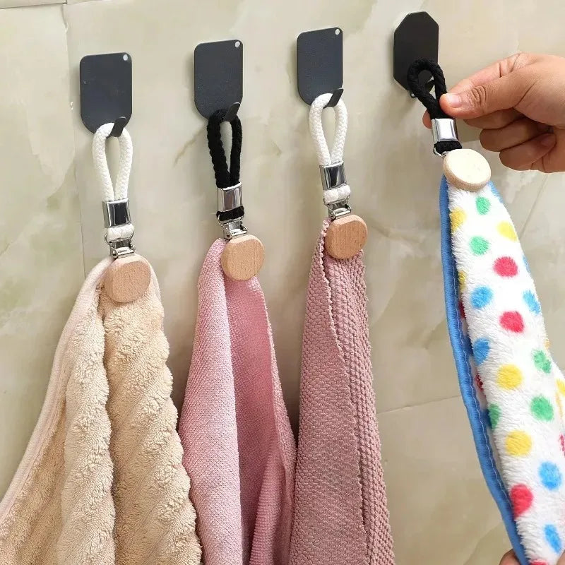 1-6 PCS Towel Clip Woven Rope Hanging Clip No-Drill Portable Multifunctional Metal Storage Clip Household Bathroom Towel Clip