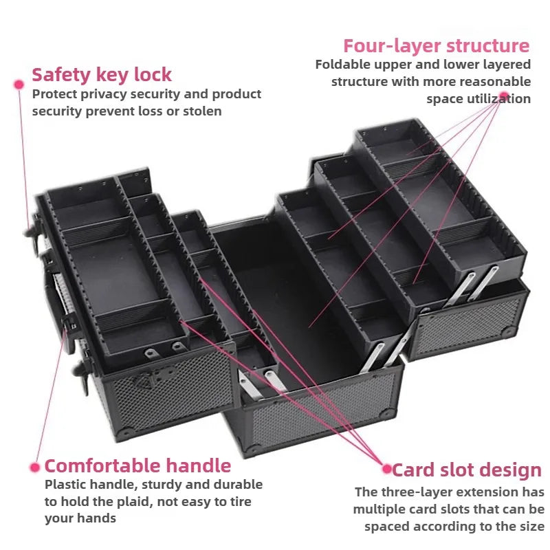 Complete Toolbox Multifunctional Large Work Tool Case secure Organizer Box for Tools with Lock Cosmetics Ornaments Toolbox