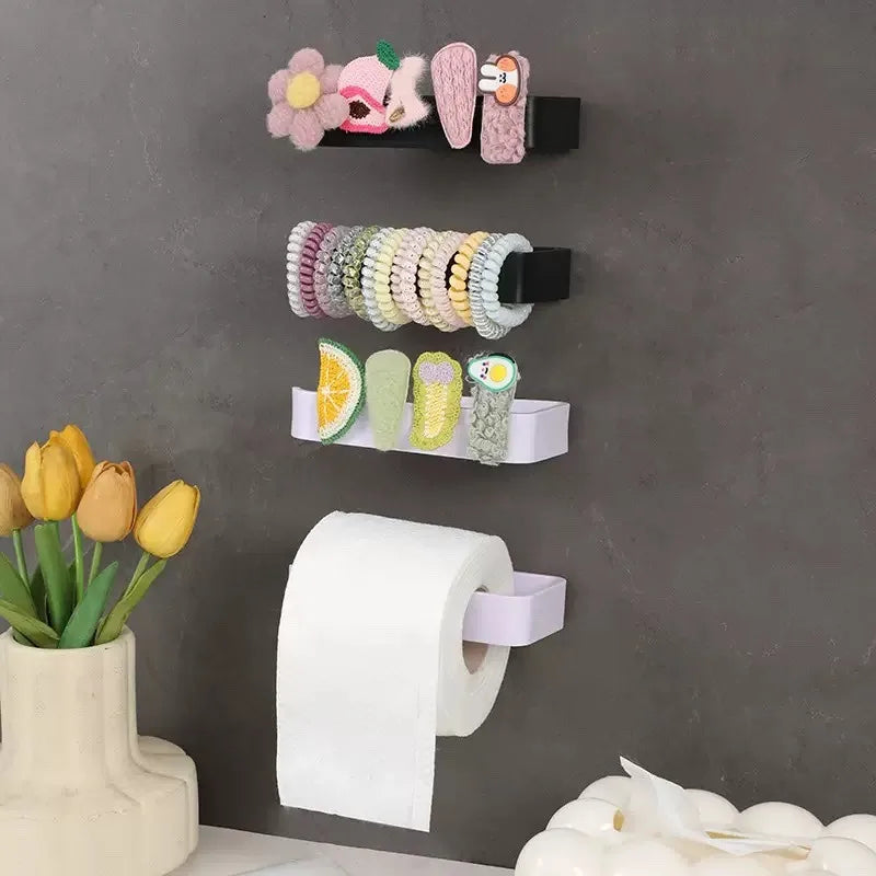 Plastics Paper Towel Holder Self Adhesive Toilet Roll Paper Holder No Punching Kitchen Bathroom Lengthen Storage Rack