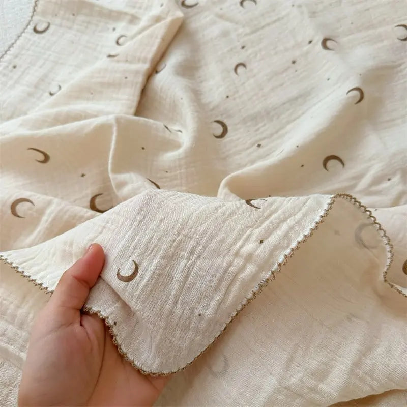 2Layer Blanket for Newborn Baby Floral Cotton Muslin Swaddle Thin Baby Summer Blanket Infant Toddler Baby Bath Towel100X100CM