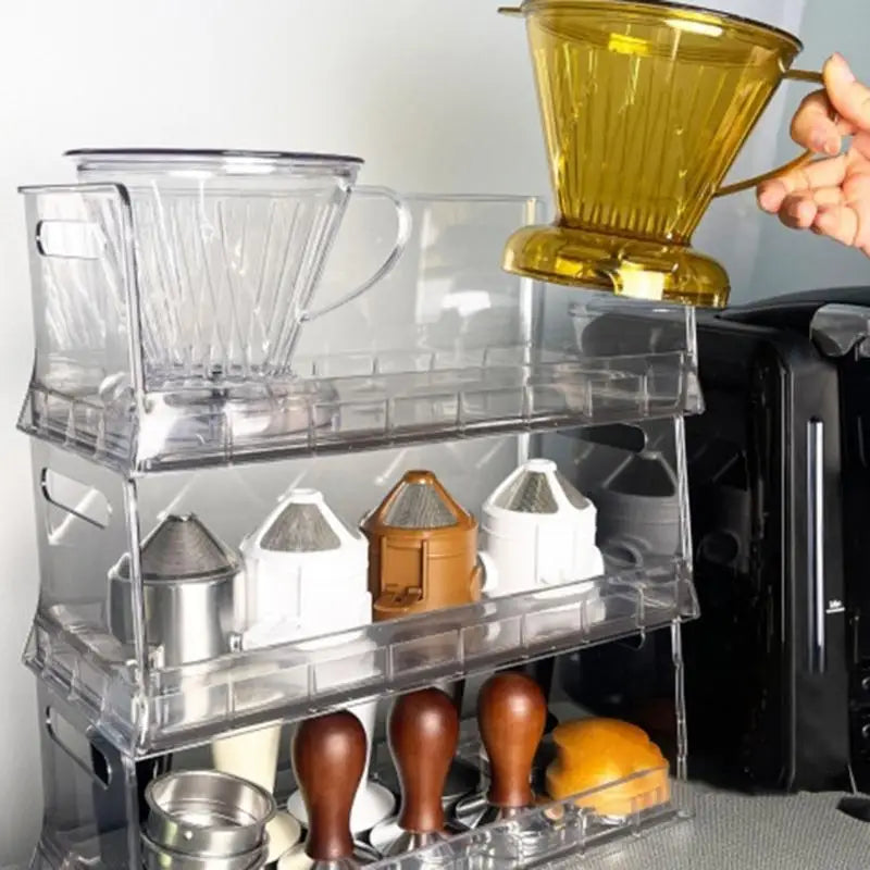 E8BD Transparent Coffee Pods Display Rack Stackable Designs Space Efficient Organiser For Pods Storage Solution