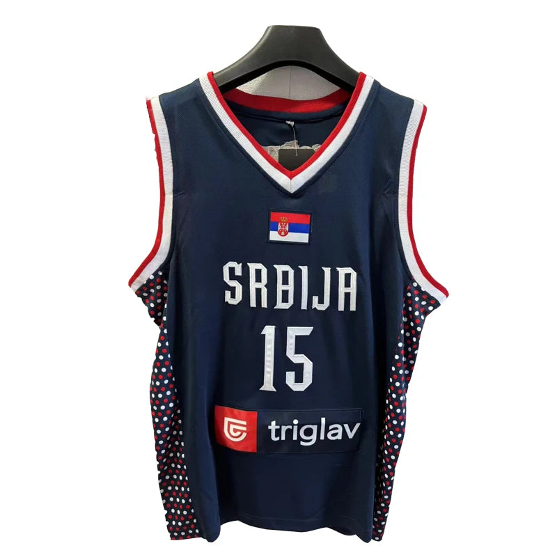 Basketball jerseys 2024 Srbija 15 Jokic jersey Sewing embroidery Cheap High Quality Outdoor sportswear navy blue White fashion