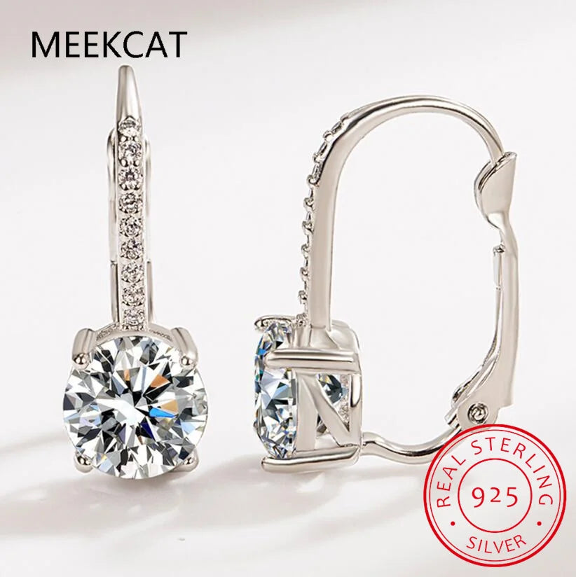 18K Gold 2 Carat Moissanite Hoop Earrings 8mm Lab Diamond Earring for Women Original 925 Silver Jewelry Huggies